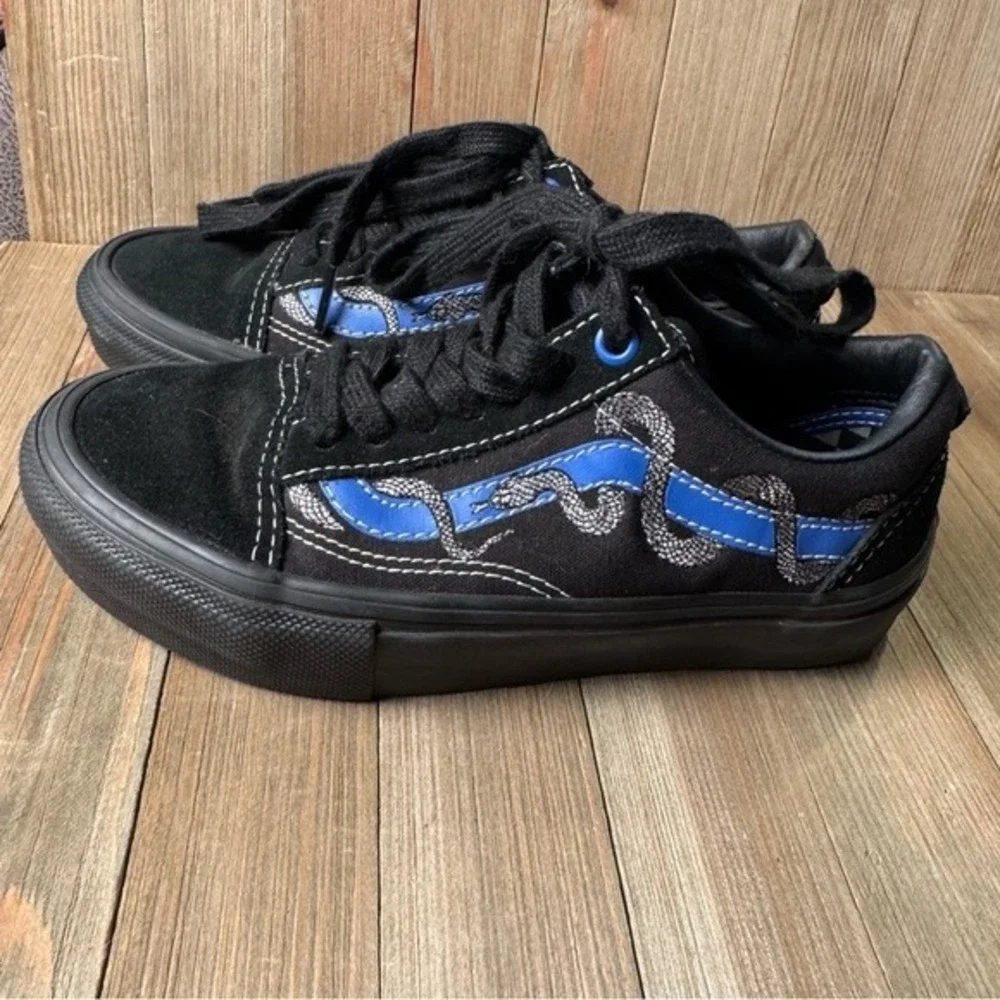 Vans 2023 Breana Geering x Skate Old Skool Black Blue Snake Men's 3.5 Shoes
